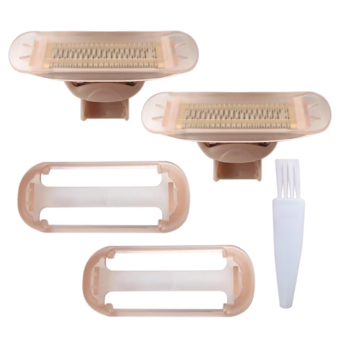 Colorpp 2Pcs Replacement Shaver Head Fit for Flawless Nu Razor, Rose Gold Plated Body Hair Remover Replacement Head with Covers for Women Beauty and Personal Care Colorpp