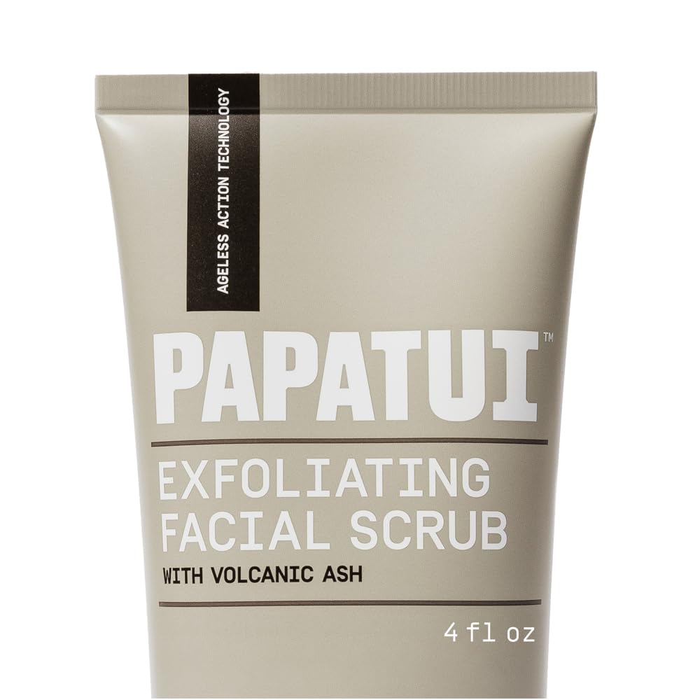 PAPATUI by Dwayne Johnson Men's Face Exfoliating Scrub, Unscented Facial Cleanser, Smooths Skin Texture, Fine Lines & Wrinkles, with Peptides