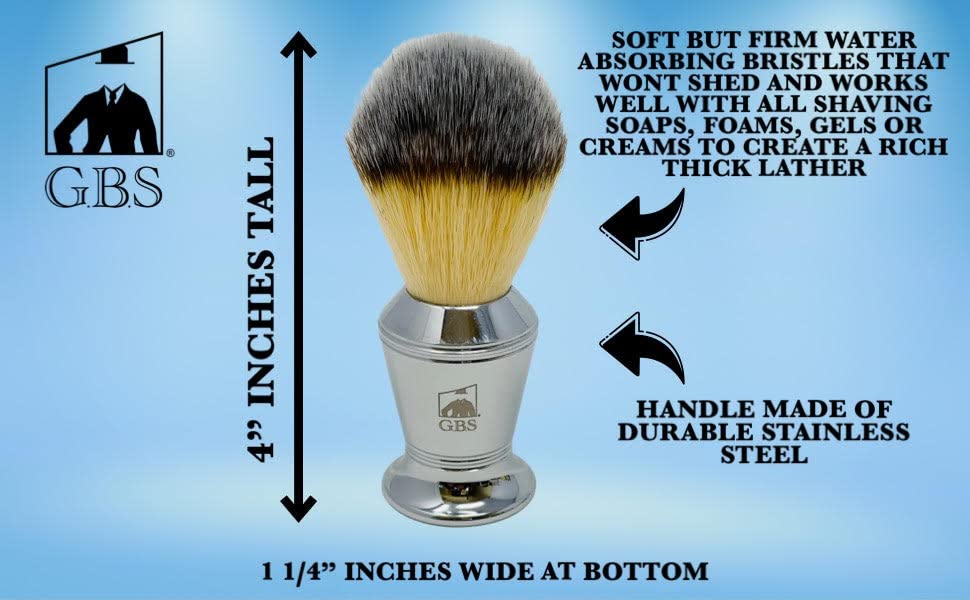 G.B.S Men's Shaving Kit 3 pc Stainless Steel Bowl Shaving Soap and Synthetic Shaving Brush Durable Makes a Gift Holiday Beauty and Personal Care G.B.S