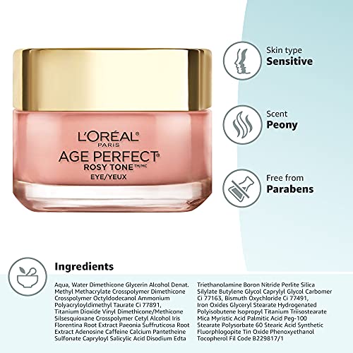 L'Oreal Paris Age Perfect Rosy Tone Anti-Aging Eye Cream, For Dark Circles & Wrinkles .5 oz