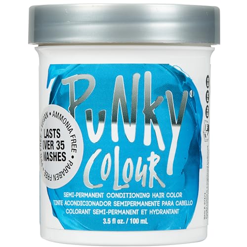 Punky Colour Semi Permanent Hair Color - Conditioning Blue Hair Dye for Vibrant Blue Hairs, Vegan, Cruelty-Free, Lasts up to 35 Washes, 3.5 oz