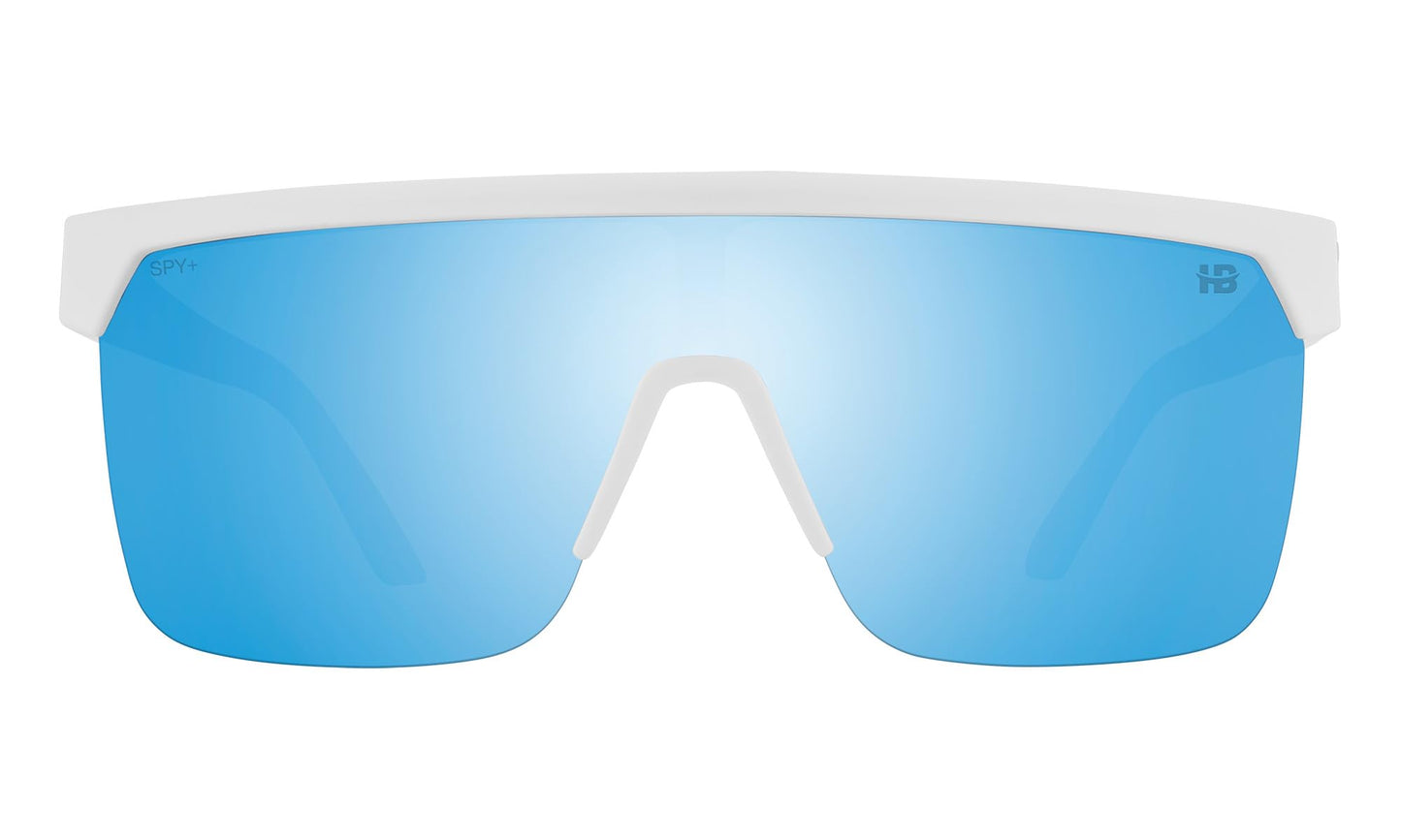 SPY Flynn 5050 Matte White - Happy Boost Polar Ice Blue Mirror