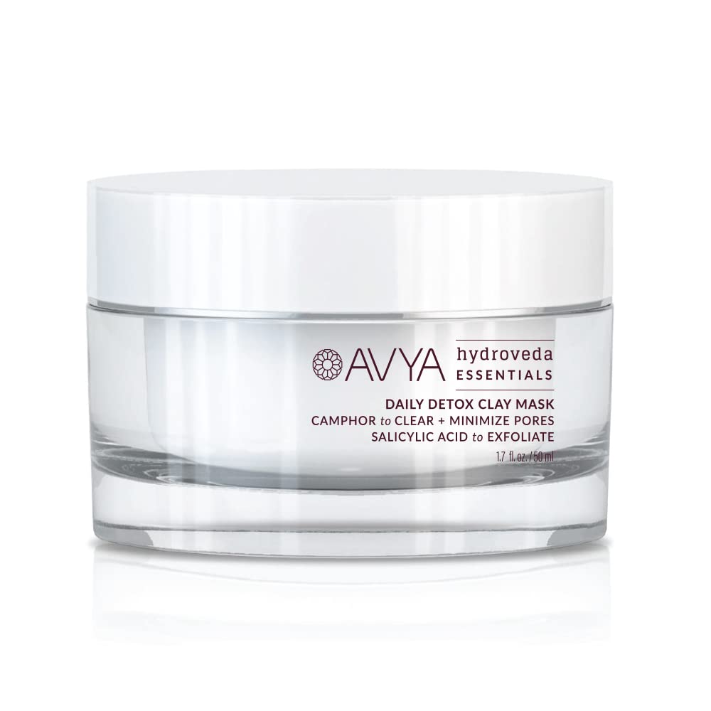 AVYA Hydroveda Essentials Daily Detox Clay Mask (1.7oz) - Bentonite Clay Treatment for Blemishes & Calming Camphor for Inflammation/Remove Impurities