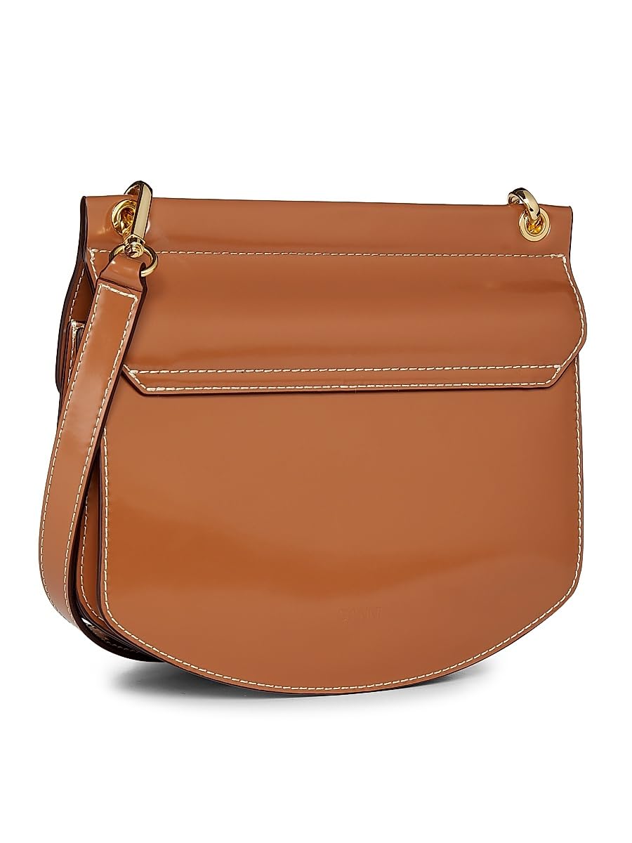 Ganni, Apo-G Small Crossbody Leather Bag, Caramel Cafe