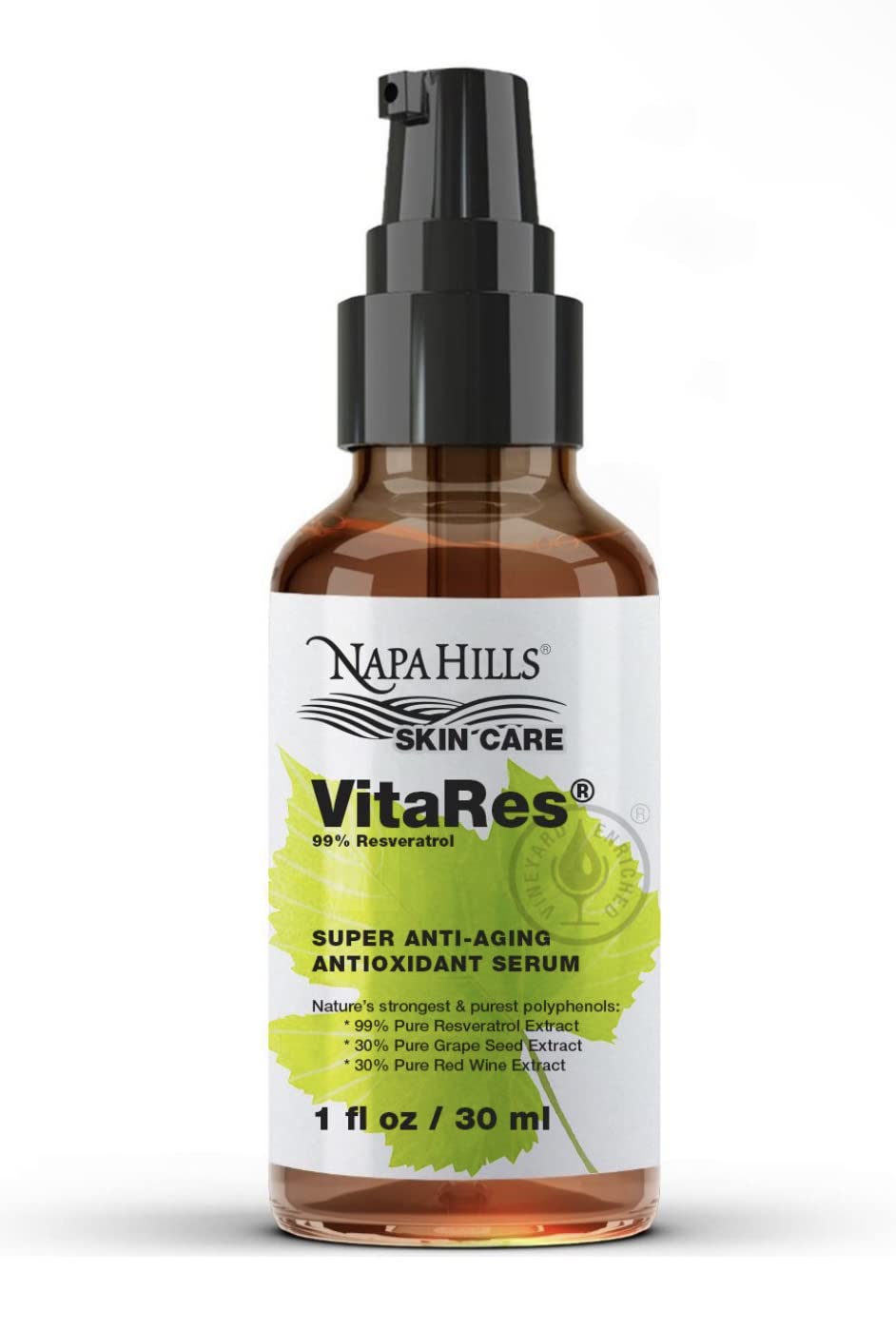 Napa Hills Liquid VitaRes Resveratrol Drops Skincare - Super Concentrated, Natural, Superior Bioavailability - Grape Skin, Grape Seed, Resveratrol (1 Beauty & Personal Care Napa Hills