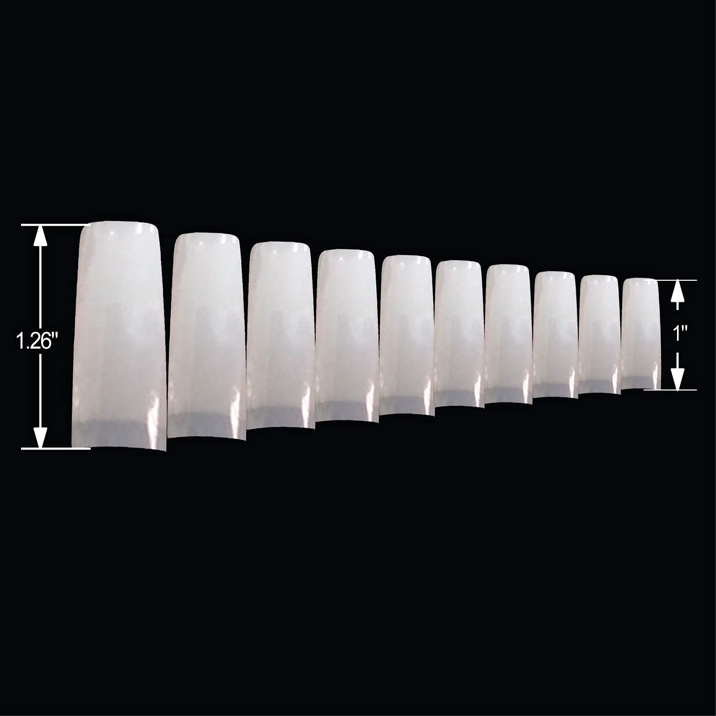 VIVACE Natural Half Moon 550 Acrylic False Fake Gel Nail Tips 11Sizes With Clear Plastic Case for Nail Salon Nail Shop (Natural Half Moon)…