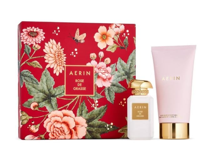 AERIN Rose De Grasse 2-Piece Gift Set - Parfum (1.7 FL OZ / 50 ml) & Rose Hand & Body Cream (5 FL. OZ. LIQ /150 ml)
