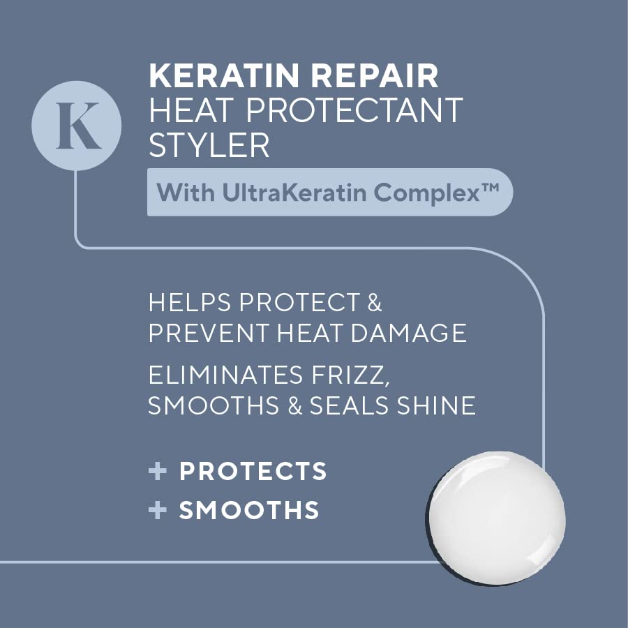 Infusion K Heat Protectant Styler with UltraKeratin Complex - Prevent Heat Damage & Breakage | Control Frizz & Enhance Shine | Color Safe, Paraben