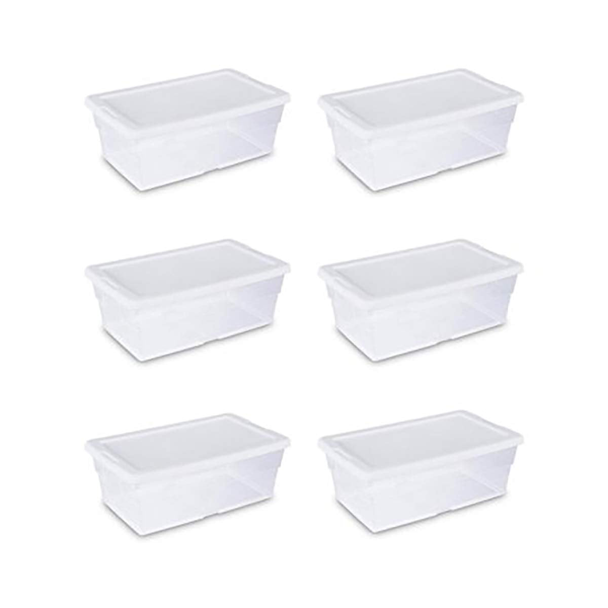Sterilite 16428012 6 Quart/5.7 Liter Storage Box, White Lid with Clear Base (Pack of 6)