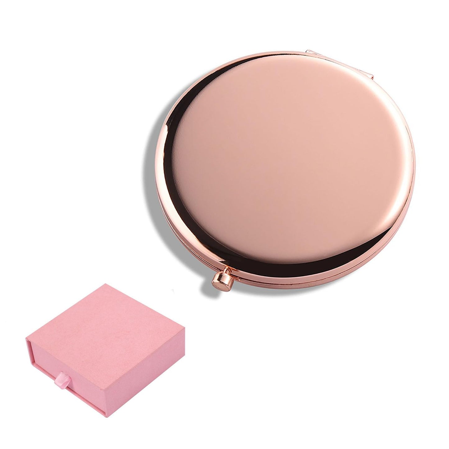 WOOYALIN Magnifying Compact Double-Sided 1X/2X Round Pocket Handheld Travel Makeup Portable Pocket Mirror Rose Glod