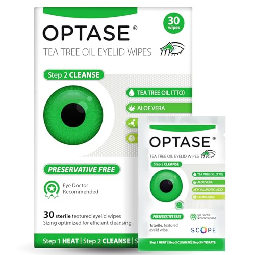 OPTASE TTO Eyelid Cleansing Wipes, 30 Count - Individually Wrapped Tea Tree Oil Eyelid Wipes - Preservative-Free Formula for Daily Use - Eye Doctor Beauty and Personal Care Optase Default Title