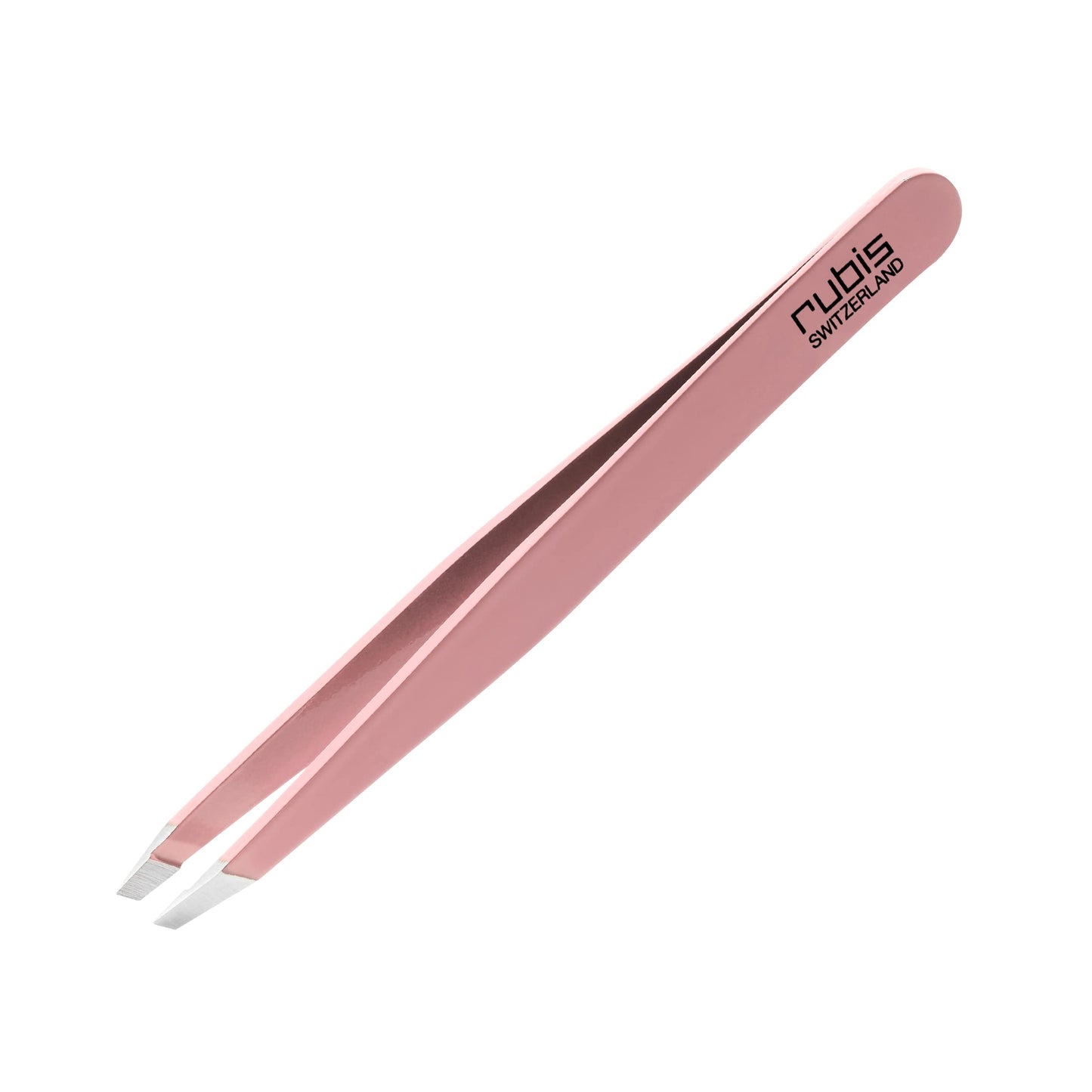 Rubis Classic Stainless Steel Slanted Tweezers for Precise Eyebrows and Hair Removal, 1K108, Pink,Rubis Switzerland Swiss Made World Renowned