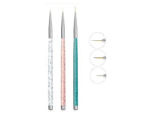 Sinen 3pcs Nail Art Liner Brushes UV Gel Painting Acrylic Nail Design Nylon Brush, Nail Dotting Drawing Pen Size (5/8/11mm)