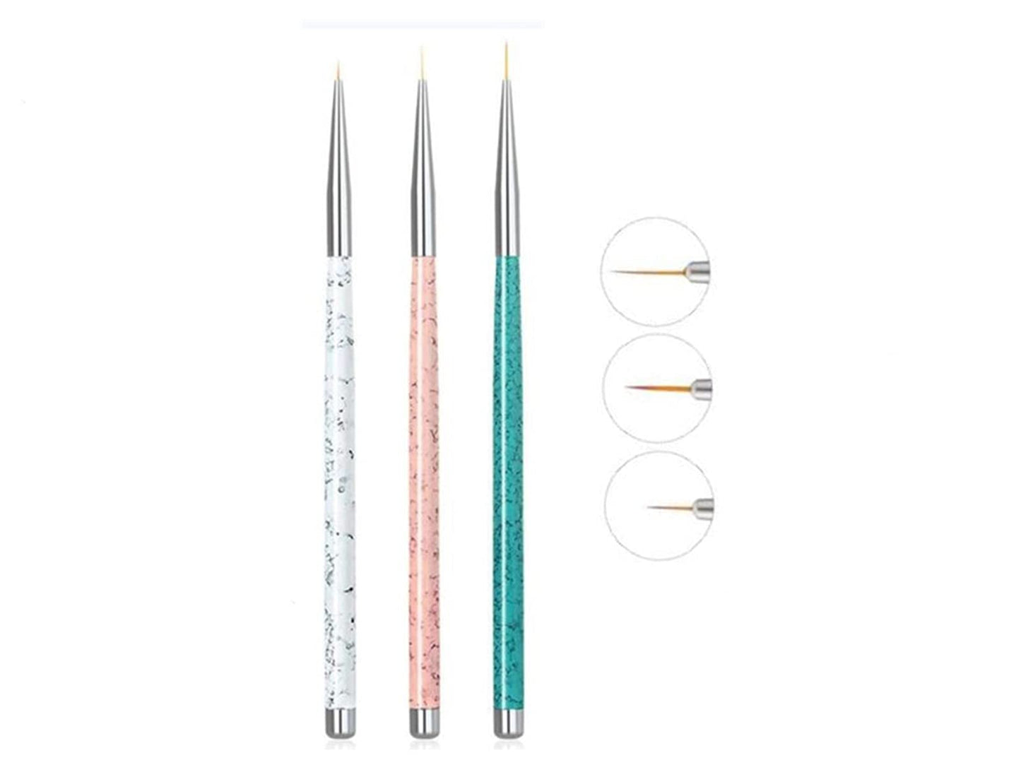 Sinen 3pcs Nail Art Liner Brushes UV Gel Painting Acrylic Nail Design Nylon Brush, Nail Dotting Drawing Pen Size (5/8/11mm)