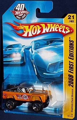 Hot Wheels Custom Ford Bronco 2008 First Edition #21 New Models Yellow Variant Racing Tampos 2008 021 1:64 Scale