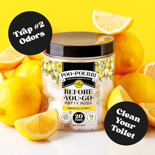 Poo-Pourri Citrus Potty Pods 20ct – Toilet Odor Remover & Cleaner with Essential Oils – Lemon, Bergamot & Lemongrass Scent