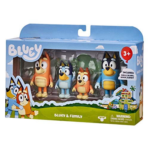 Bluey Family 4-Pack Figures – Bluey, Bingo, Mum & Dad, Poseable Collectible Toys for Kids, Cake Toppers, Gift for Toddlers Ages 3+