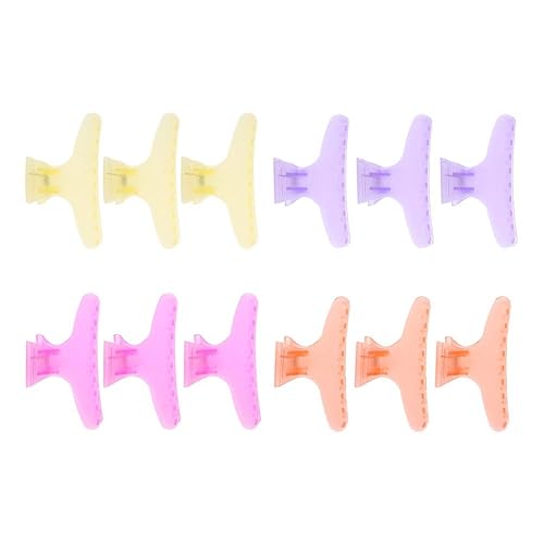 12Pcs Professional Salon Hair Claw, Butterfly Holding Hair Clip, Non-slip Butterfly Hair Clamps Chic Styling Claw Hair Clamps Salon Hair Color Perm