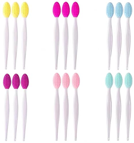 Doromy 18 Pack Silicone Exfoliating Lip Brush Exfoliator Soft Double-Sided Lip Brushes Lip Scrub Soft Cleaning Nose Brush Beauty Tool for Smoother