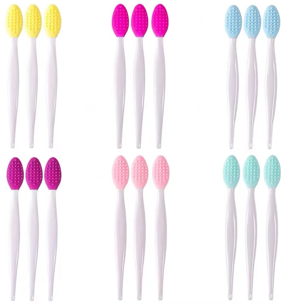 Doromy 18 Pack Silicone Exfoliating Lip Brush Exfoliator Soft Double-Sided Lip Brushes Lip Scrub Soft Cleaning Nose Brush Beauty Tool for Smoother