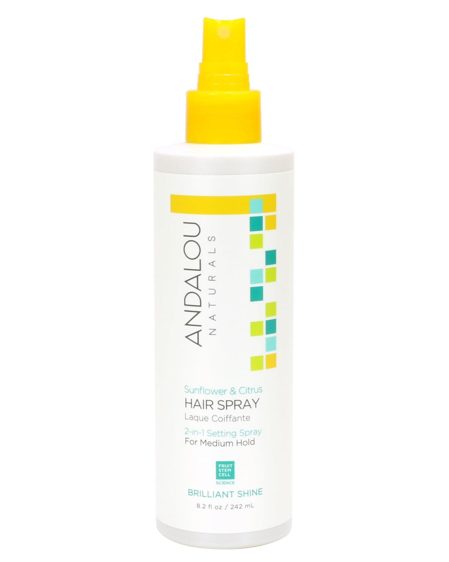 Andalou Naturals Sunflower & Citrus Brilliant Shine Hair Spray | Styling for Shine & Medium Hold | Aloe Vera for Frizz Control | Natural & Cruelty
