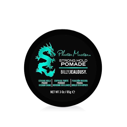 Billy Jealousy Plaster Master Water-Soluble Hair Pomade for Men, All Day Strong Hold with Medium Shine, Won't Flake & Safe for Color-Treated Hair, 3