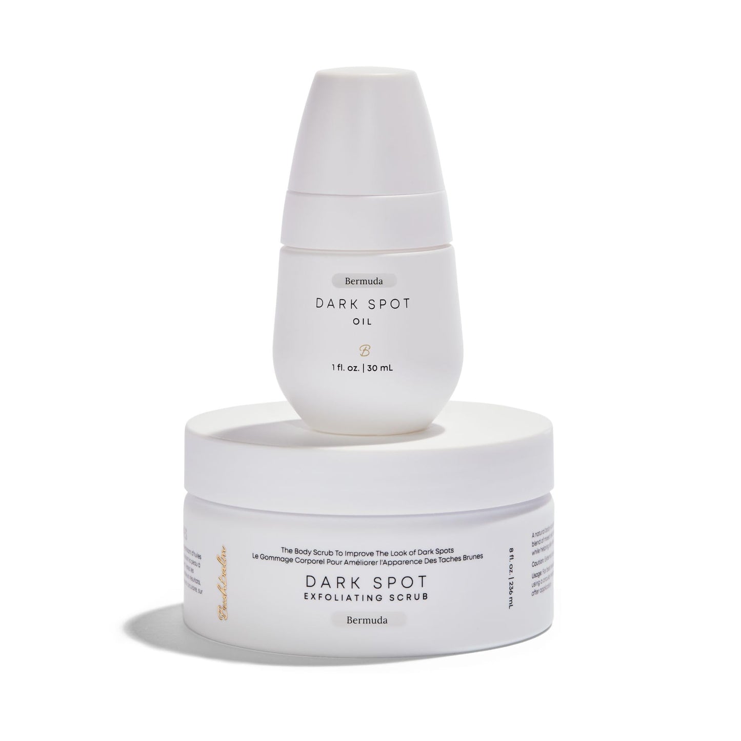 Bushbalm Dark Spots and Ingrown Hair 2 Step Routine - Rejuvenate and Nourish - Ingrown Hair Oil (30 ml) and Exfoliating Scrub (236 ml) - Bermuda