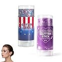 4th of July Glitter Stick, Patriotic Red White and Blue Face Hair Body Glitter Stick, 4th of July Outfits for Women Men, Sparkling Glitter Makeup