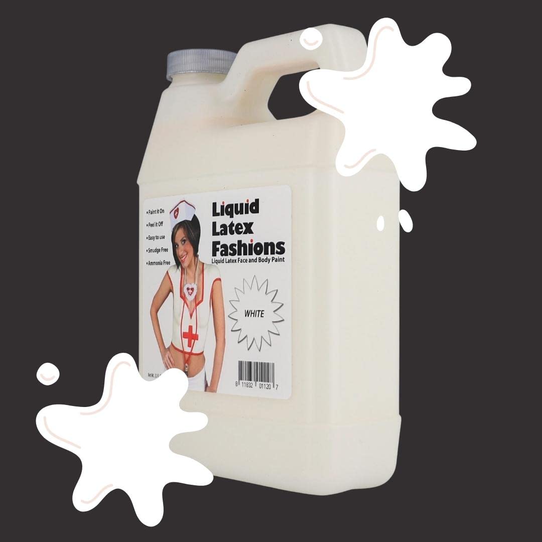 White 32 Oz - Liquid Latex Body Paint, Ammonia Free No Odor, Easy On and Off, Cosplay Makeup, Creates Professional Monster, Zombie Arts