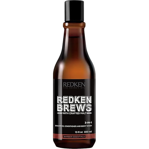 Redken Brews 3-In-1 Men's Shampoo, Conditioner and Body Wash - Multi-Purpose Hair & Body Cleanser For Men - Moisturizes & Hydrates, All-In-One Soap