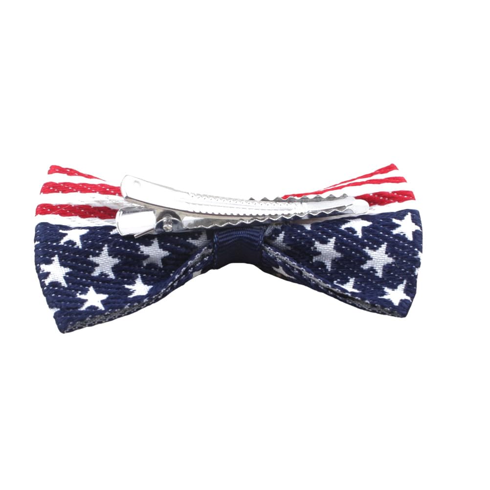 Aysekone 2 Pcs/Pack Girls American Flag Hair Bow Hair Clips Fourth of July Hair Accessories Patriotic Hair Bows Hairgrips