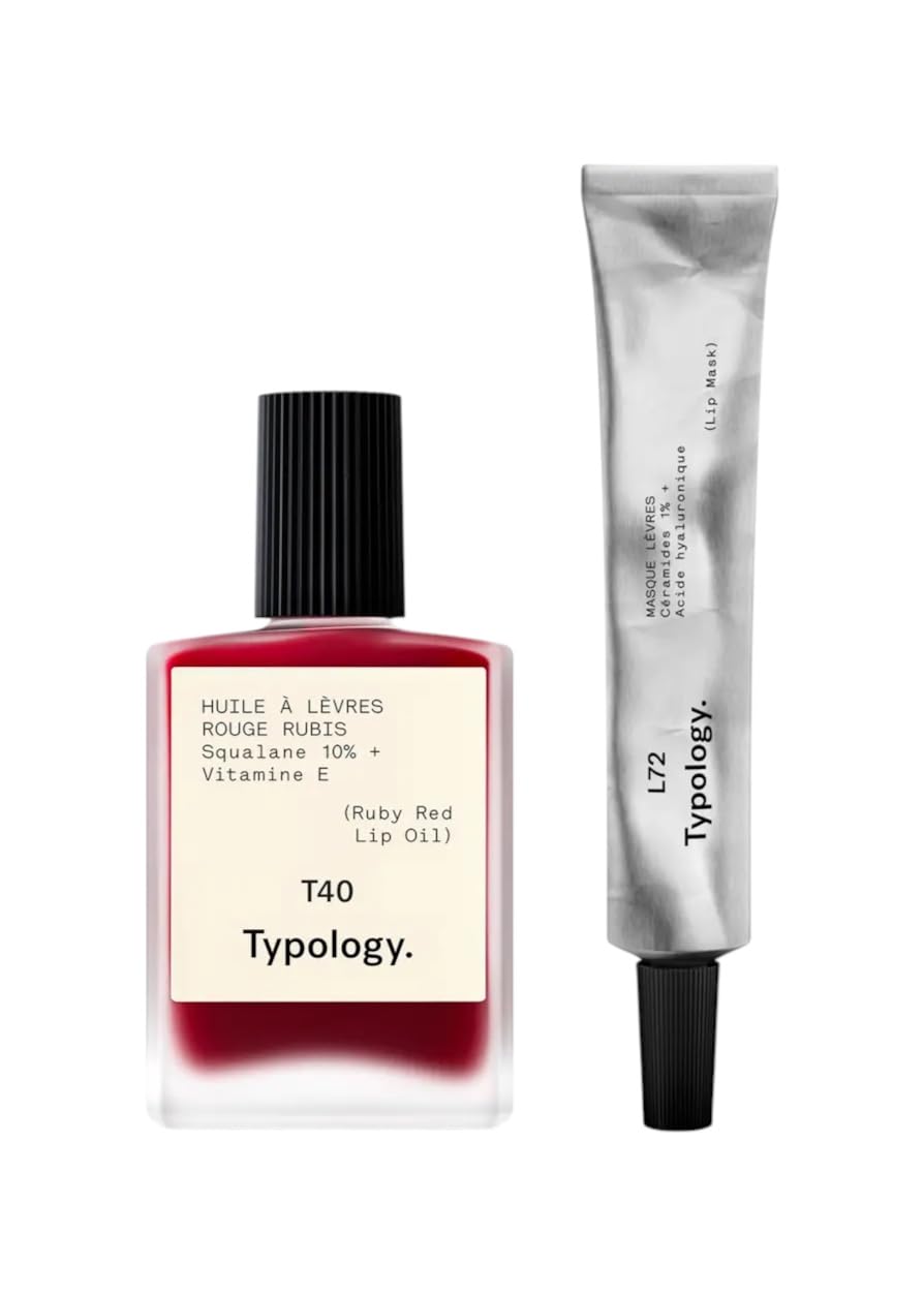Typology Lip Care Duo Ruby Red, Tint and Hydrate Set, 2 Piece Lip Oil and Lip Mask Beauty and Personal Care Typology