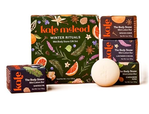 Kate McLeod Winter Rituals Mini Body Stone Gift Set ( Lavender Cocoa, Cardamom Rose, Spiced Cider, and Winter Fir)