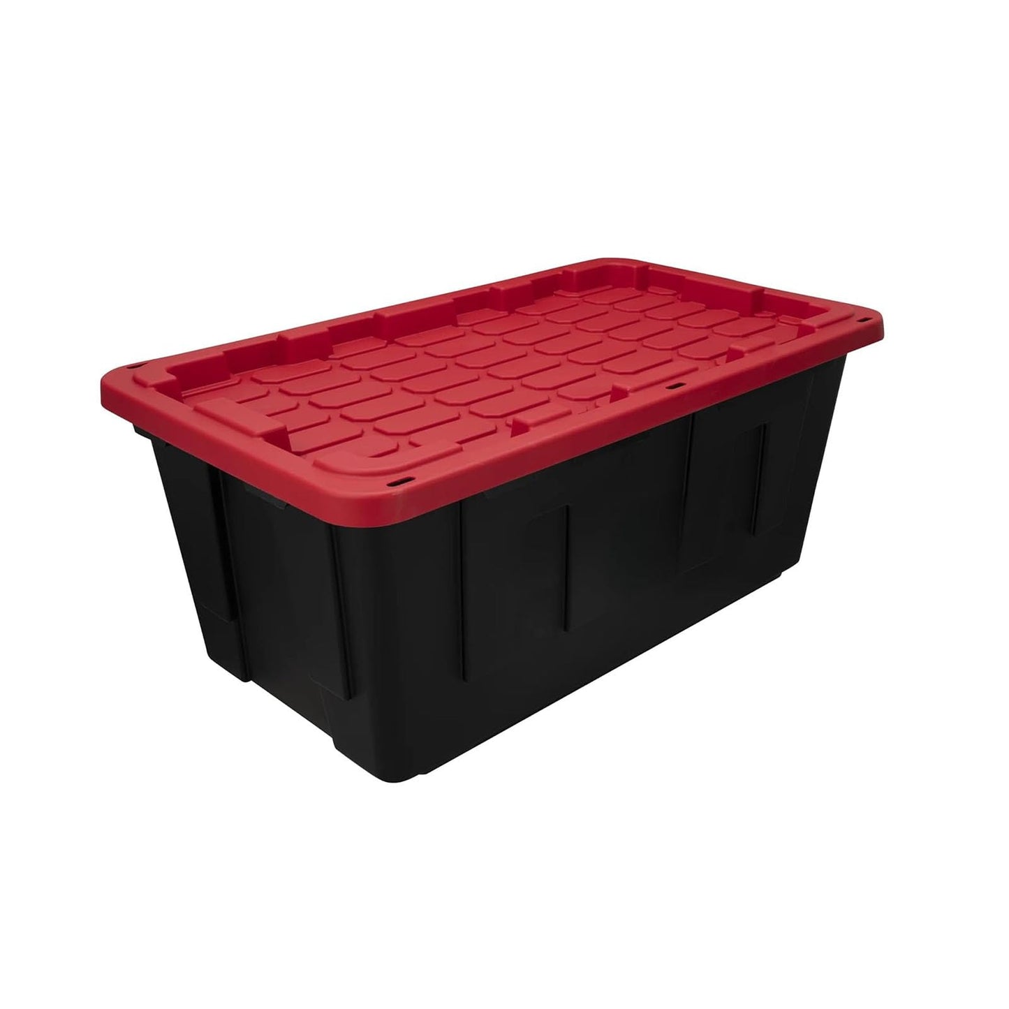 TnLoji 4 Pack, 27 Gallon Large Storage Bin, Plastic Storage Container with Stackable Snap-On Lid, Black and Red