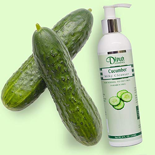 Dinur Cosmetics Cucumber Milky Cleanser Non Foaming Refreshing Removes Dirt MakeupIdeal for Oily Skin Soft Suple & Radiant Skin 8 fl. oz. 250 ml.