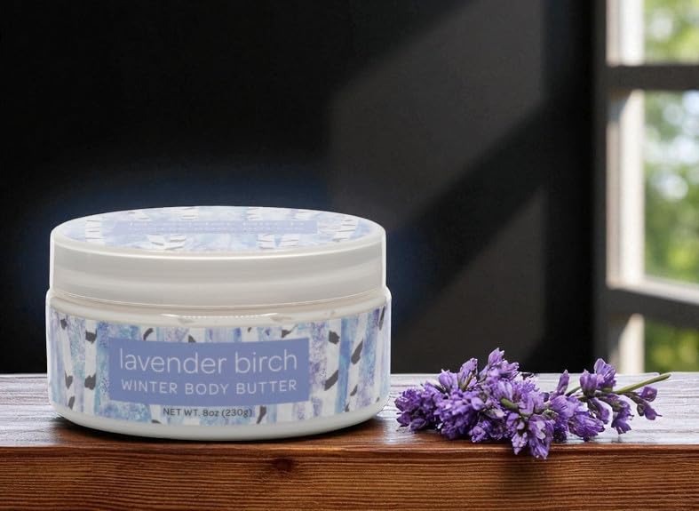 Greenwich Bay Trading Company Lavender Birch Body Butter - Moisturizing Shea Butter & Cocoa Butter Blend, 8 oz Jar