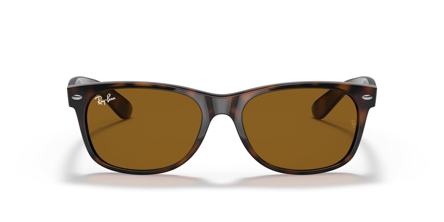 Ray-Ban RB2132 New Wayfarer Square Sunglasses, Yellow/Brown Tortoise/CRYstal Brown, 52 mm