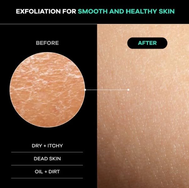 Dermasuri - Deep Exfoliating Back Scrubber - Bath & Shower Back Scrub - Body Exfoliator Scraper Tool - Deep Exfoliation Body Cleaner for Shower - 27"