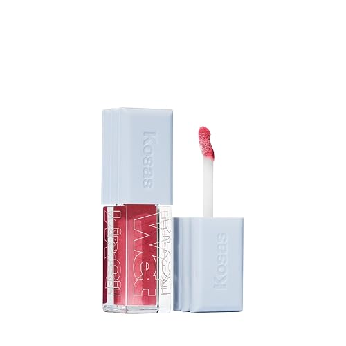 Kosas Wet Lip Oil Gloss - Hydrating Lip Plumping Treatment with Hyaluronic Acid & Peptides, Non-Sticky Finish (Malibu)