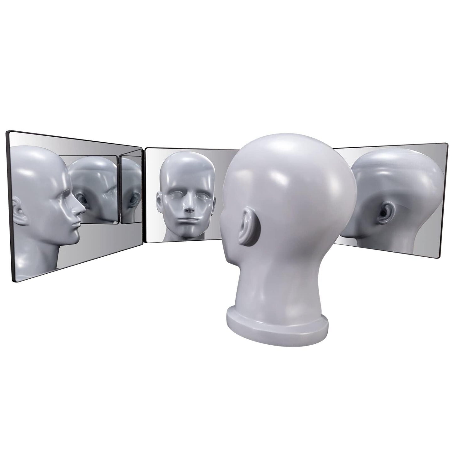 SELF FIND 3 Way Mirror for Hair Cutting, 360° Mirror for Haircuts for Men, Barber with Height Adjustable Telescoping Hooks for Makeup and Hair Styling
