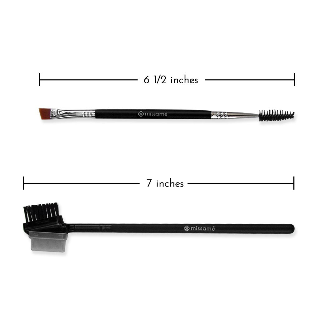 Metal Teeth Eyelash Comb and Duo End Angled Eyebrow Brush with Spoolie, Best To Define Mascara, Eye Brow Powder Makeup and Lash Extension