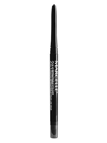Marcelle 2-in-1 Retractable Eyeliner, Black, Waterproof, Easy-To-Smudge, Smokey Eye, Long-Lasting 12h, Fragrance-Free, Hypoallergenic, Cruelty-Free