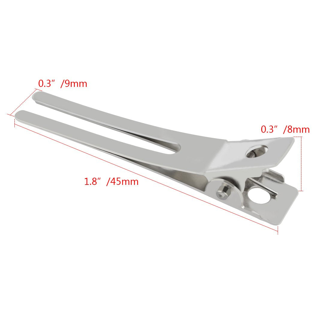 50pcs Hairdressing Double Prong Curl Clips, Wobe 1.8" Setting Section Hair Clips Metal Alligator Hairpins for Bow Great Pin Clip, Styling Salon