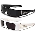 Locs Gangsta Sunglasses Various Combos 58 Style (2 Pack White Plain and Black Plain)