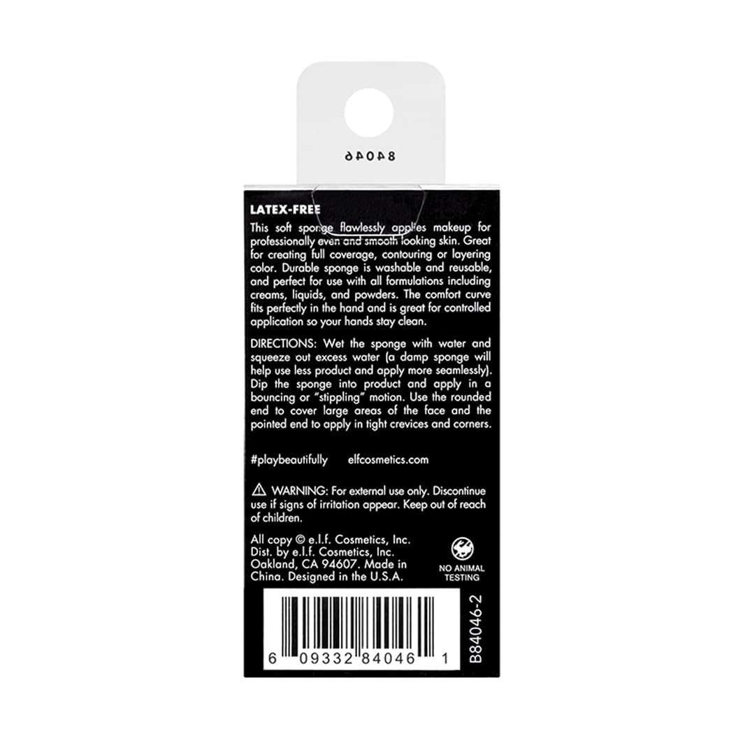 e.l.f. Blending Sponge Multi-Use Tool for Flawless Makeup Application, Peach