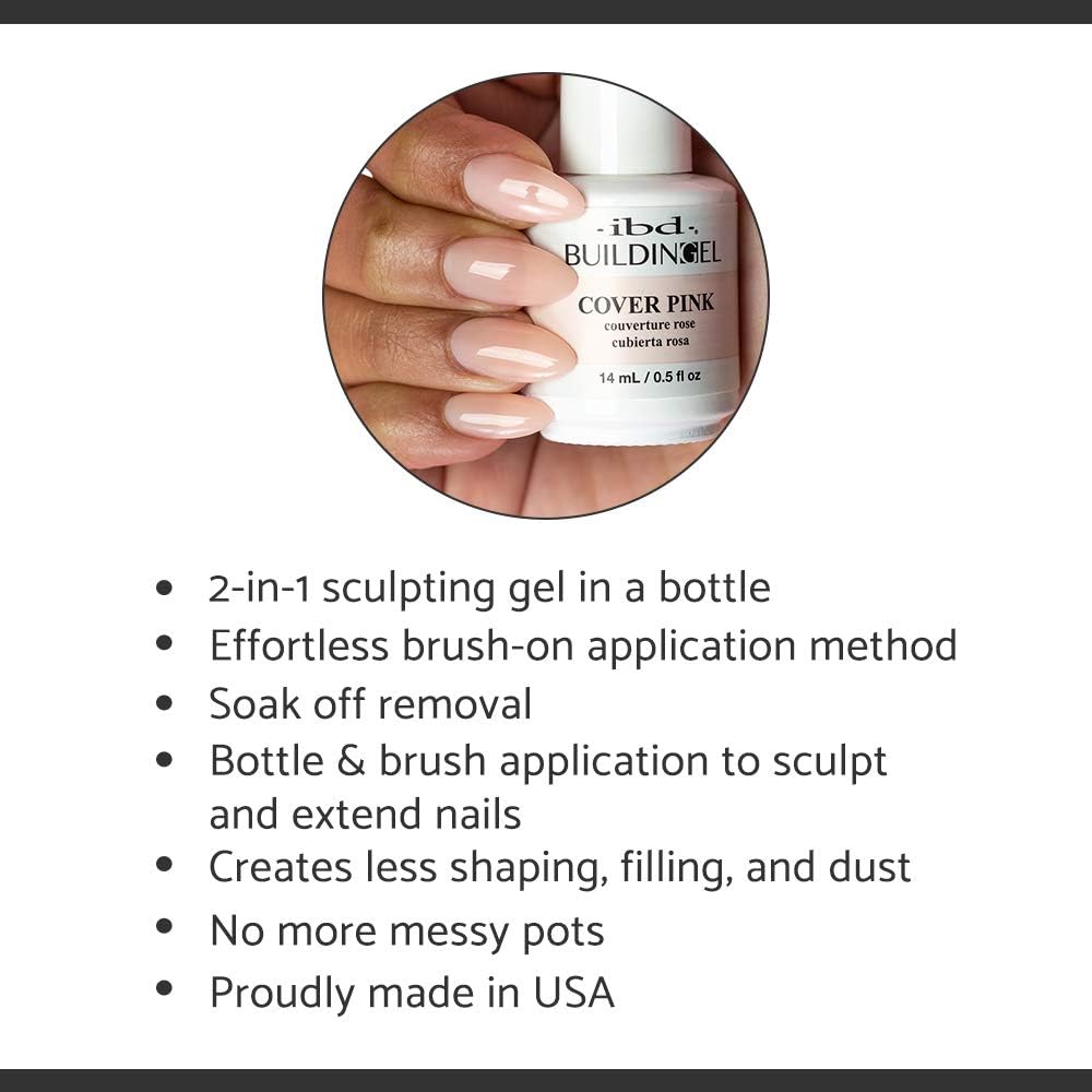 IBD Building Gel, Hard Gel Nail Extension, Cover Pink, 0.5 oz