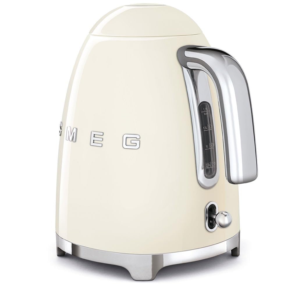 SMEG 50's Retro Style 7 Cup Electric Water Kettle with Automatic Shutoff, Removable Base, and Water Indicator, KLF03CRUS, Cream