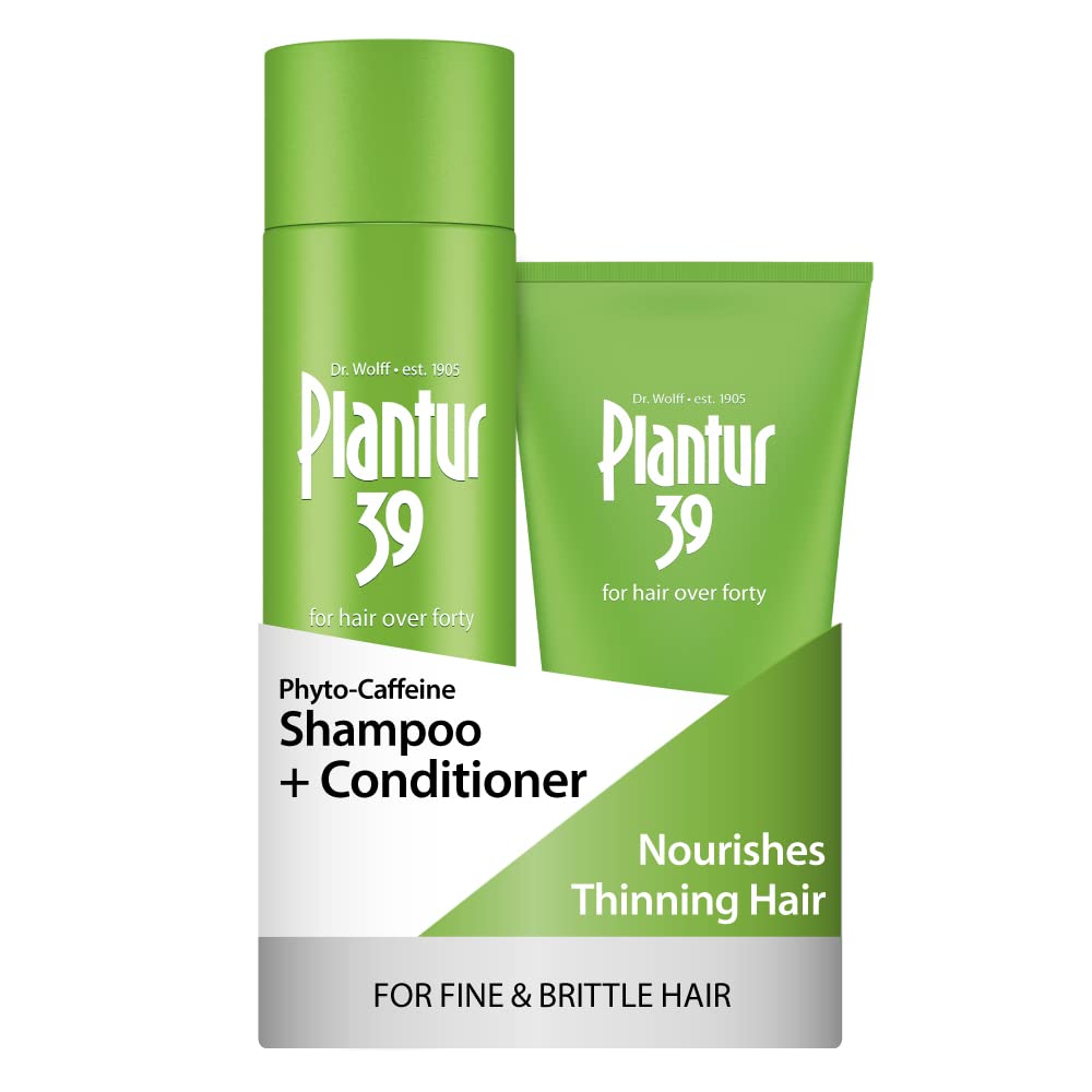 Plantur 39 Fine and Brittle Hair Shampoo and Conditioner Bundle I Promotes Natural Hair Growth I Phyto-Caffeine Formula I Shampoo (8.45 Oz)