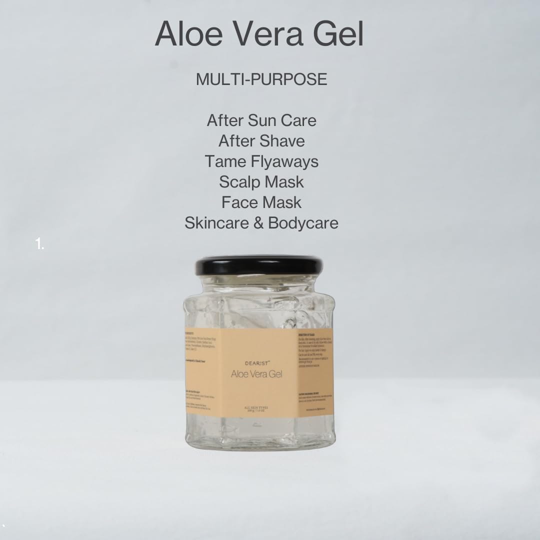 Dearist Aloe Vera Gel, Long Lasting Hydration, Suitable for All Skin And Scalp Types, 200gm