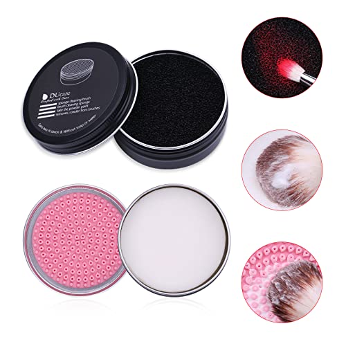 DUcare Makeup Brush Cleaner Makeup Brushes Solid Soap Cleanser with Color Removal Sponge Brush Cleaning Mat, Silicone Makeup Cleaning Cosmetic Cleaner